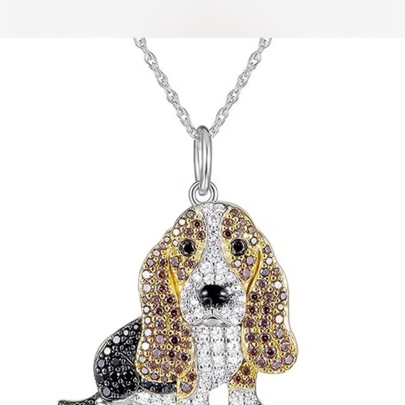 Jewelry - Basset Hound Dog Rhinestone Puppy Bling Necklace